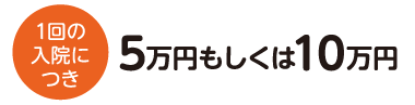 1回の入院につき5万円もしくは10万円